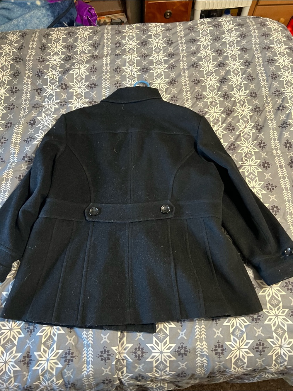 St. John's Bay Black Double-Breasted Wool Peacoat - Picture 3 of 3